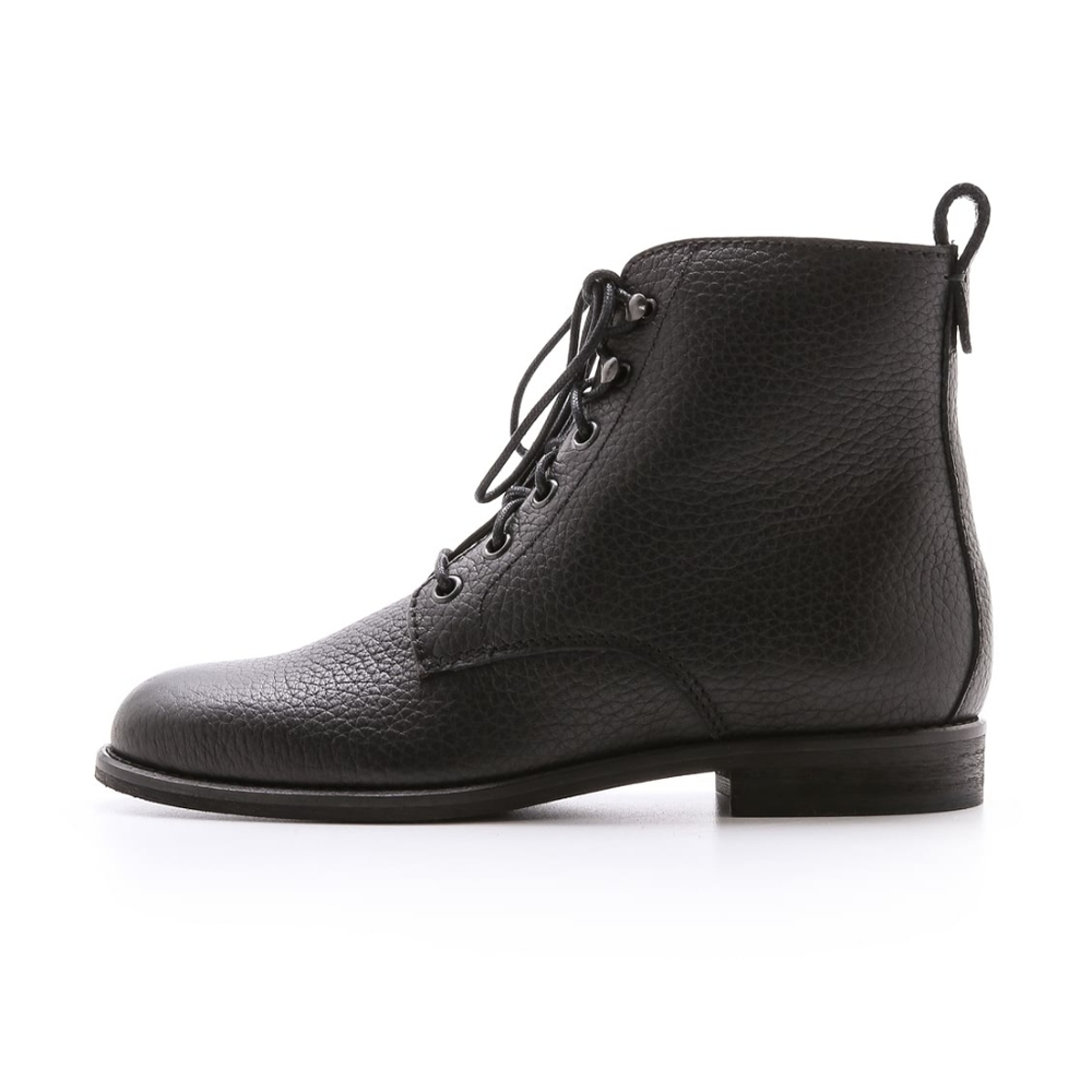 Madewell Hayden Pebble Leather Black Lace-Up Boots